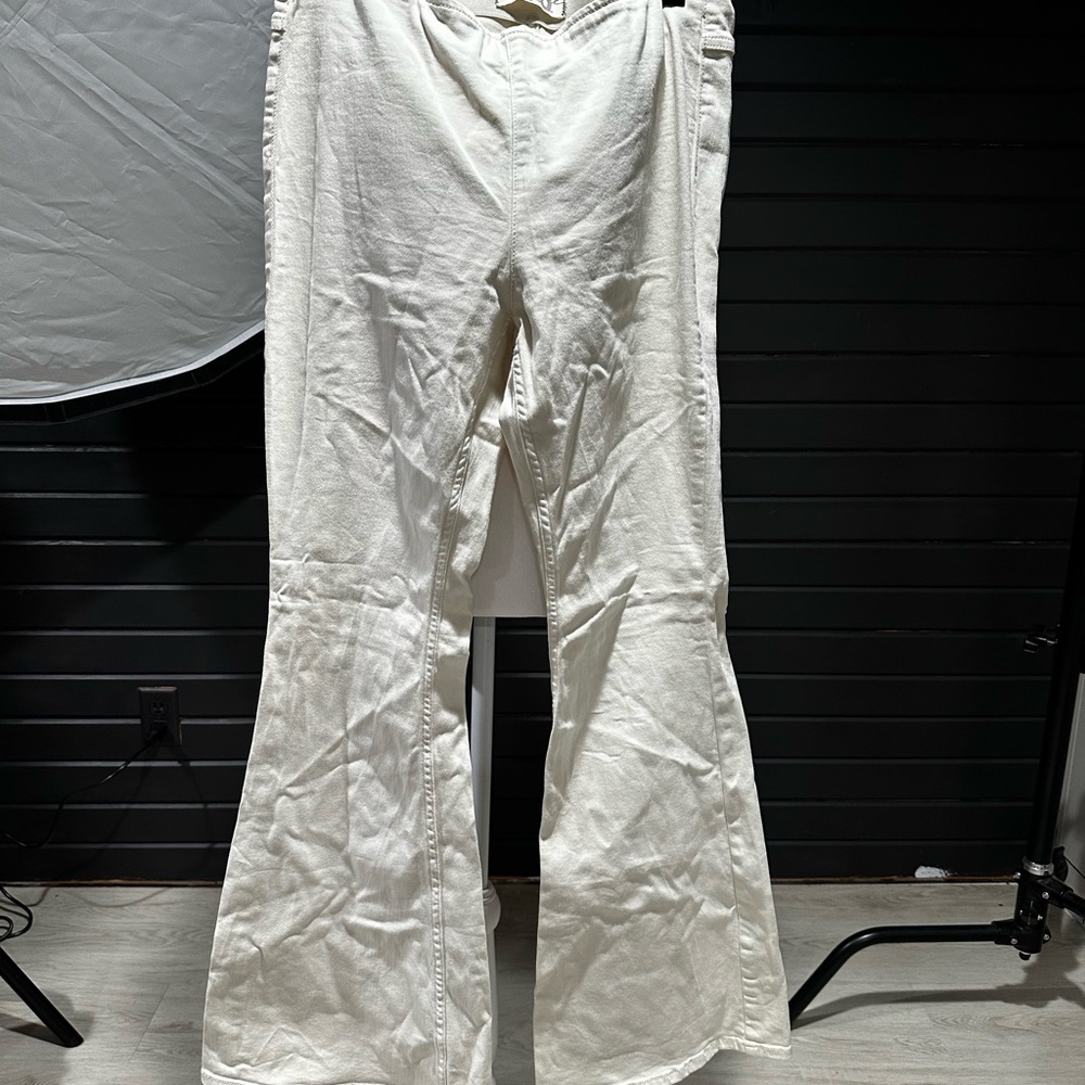 Free People Cream Flared Pants Pull On size 30